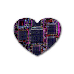 Cad Technology Circuit Board Layout Pattern Rubber Coaster (heart) by Ket1n9