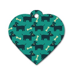 Happy Dogs Animals Pattern Dog Tag Heart (two Sides) by Ket1n9