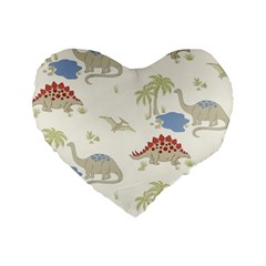 Dinosaur Art Pattern Standard 16  Premium Heart Shape Cushions by Ket1n9