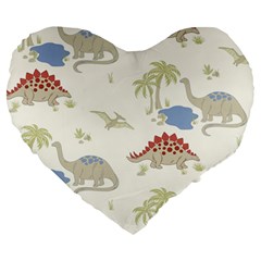 Dinosaur Art Pattern Large 19  Premium Heart Shape Cushions by Ket1n9