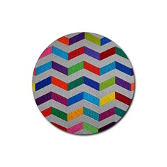 Charming Chevrons Quilt Rubber Coaster (round) by Ket1n9