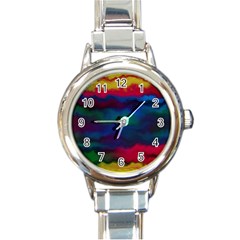 Watercolour Color Background Round Italian Charm Watch by Ket1n9