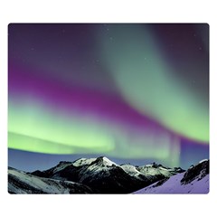 Aurora Stars Sky Mountains Snow Aurora Borealis Premium Plush Fleece Blanket (small) by Ket1n9