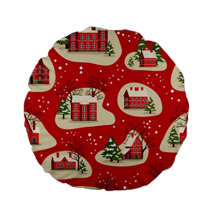 Christmas New Year Seamless Pattern Standard 15  Premium Flano Round Cushions