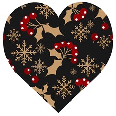 Dinosaur Colorful Funny Christmas Pattern Wooden Puzzle Heart by Ket1n9
