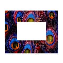 Pretty Peacock Feather White Tabletop Photo Frame 4 x6  by Ket1n9