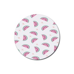 Fresh Watermelon Slices Texture Rubber Coaster (round) by Ket1n9