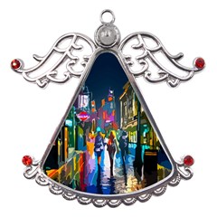 Abstract Vibrant Colour Cityscape Metal Angel With Crystal Ornament by Ket1n9