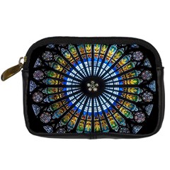 Stained Glass Rose Window In France s Strasbourg Cathedral Digital Camera Leather Case by Ket1n9