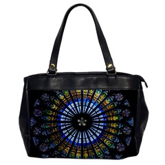 Stained Glass Rose Window In France s Strasbourg Cathedral Oversize Office Handbag by Ket1n9
