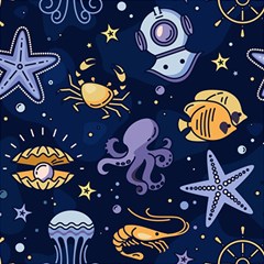 Marine Seamless Pattern Thin Line Memphis Style Play Mat (rectangle) by Ket1n9