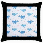 Seamless Pattern With Cute Sharks Hearts Throw Pillow Case (Black)