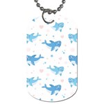 Seamless Pattern With Cute Sharks Hearts Dog Tag (Two Sides)