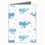 Seamless Pattern With Cute Sharks Hearts Greeting Cards (Pkg of 8)