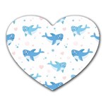 Seamless Pattern With Cute Sharks Hearts Heart Mousepad