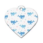 Seamless Pattern With Cute Sharks Hearts Dog Tag Heart (Two Sides)