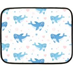 Seamless Pattern With Cute Sharks Hearts Fleece Blanket (Mini)
