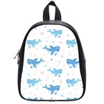 Seamless Pattern With Cute Sharks Hearts School Bag (Small)
