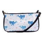 Seamless Pattern With Cute Sharks Hearts Shoulder Clutch Bag