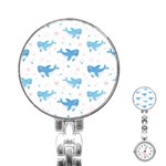 Seamless Pattern With Cute Sharks Hearts Stainless Steel Nurses Watch