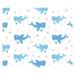 Seamless Pattern With Cute Sharks Hearts Premium Plush Fleece Blanket (Small)