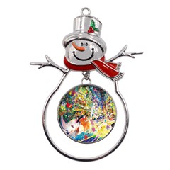 Multicolor Anime Colors Colorful Metal Snowman Ornament by Ket1n9