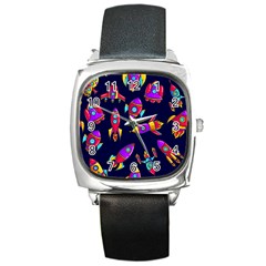 Space Patterns Square Metal Watch by Hannah976