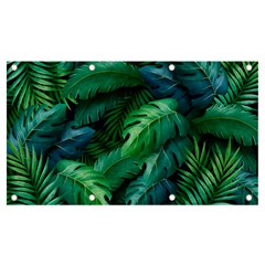 Tropical Green Leaves Background Banner And Sign 7  X 4  by Hannah976