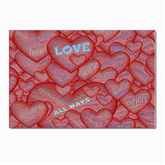 Love Hearts Valentine Red Symbol Postcards 5  X 7  (pkg Of 10) by Paksenen