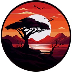 Tree Lake Bird Uv Print Round Tile Coaster