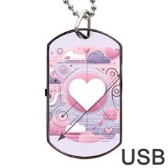 Heart Love Minimalist Design Dog Tag Usb Flash (one Side) by Bedest