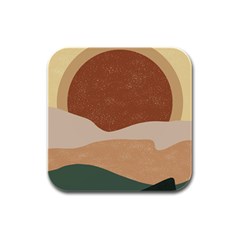 Sunrise Sunset Desert Wall Art Rubber Square Coaster (4 Pack) by Bedest