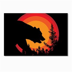 Forest Bear Silhouette Sunset Postcard 4 x 6  (pkg Of 10) by Cendanart