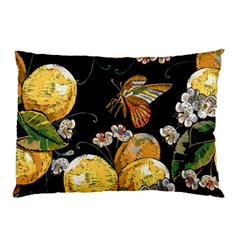 Embroidery Blossoming Lemons Butterfly Seamless Pattern Pillow Case by Ket1n9