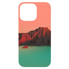 Brown Mountain Illustration Sunset Digital Art Mountains Iphone 14 Pro Max Black Uv Print Case by Cendanart