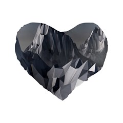 Gray Mountain Illustration Grey Mountain Digital Standard 16  Premium Flano Heart Shape Cushions by Cendanart