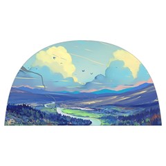 Mountains And Trees Illustration Painting Clouds Sky Landscape Anti Scalding Pot Cap by Cendanart