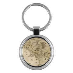 Retro Vintage Gray Map Middle Earth Key Chain (round)