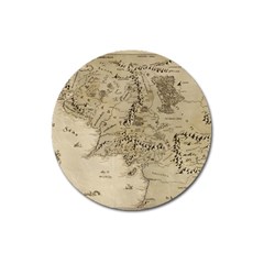 Retro Vintage Gray Map Middle Earth Magnet 3  (round) by Cendanart