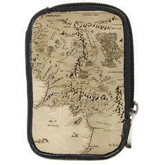 Retro Vintage Gray Map Middle Earth Compact Camera Leather Case by Cendanart