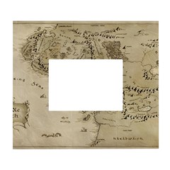 Retro Vintage Gray Map Middle Earth White Wall Photo Frame 5  X 7  by Cendanart
