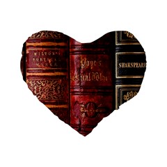 Books Old Standard 16  Premium Flano Heart Shape Cushions by Cendanart