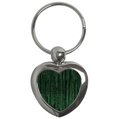 Green Matrix Code Illustration Digital Art Portrait Display Key Chain (heart) by Cendanart