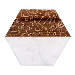 Background Doodles Math Marble Wood Coaster (hexagon)  by Bedest