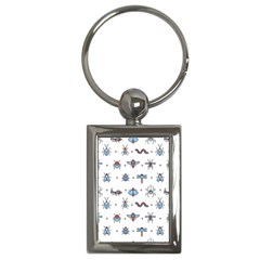 Insects Icons Square Seamless Pattern Key Chain (rectangle) by Bedest