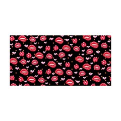 Kiss Lips Black & Red With Hearts Print Yoga Headbands by CoolDesigns