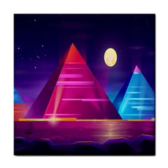 Egyptian Pyramids Night Landscape Cartoon Art Tile Coaster by Bedest