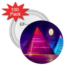 Egyptian Pyramids Night Landscape Cartoon Art 2 25  Buttons (100 Pack)  by Bedest