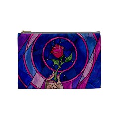 Enchanted Rose Stained Glass Cosmetic Bag (medium) by Cendanart