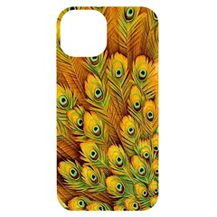 Peacock Feathers Green Yellow Iphone 14 Black Uv Print Case